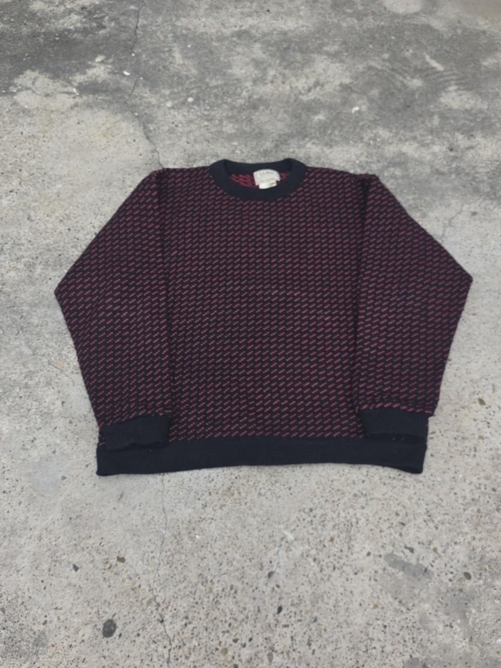 Vintage LL Bean Birdseye Sweater Wool Norway Men's Tall XL Red Fisherman Crew